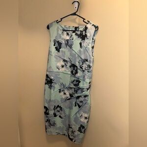 Calvin Klein Floral Midi Dress - Light Blue and Black